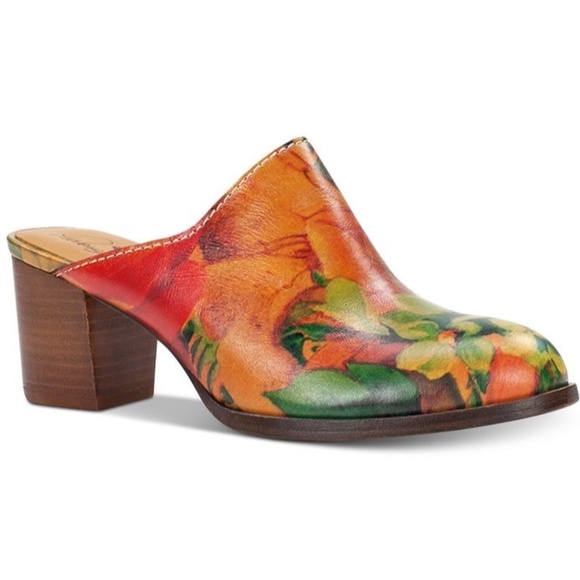 PATRICIA NASH Nicia Floral Print Leather Mules/Clogs EUC/sz 8.5 - Picture 1 of 15